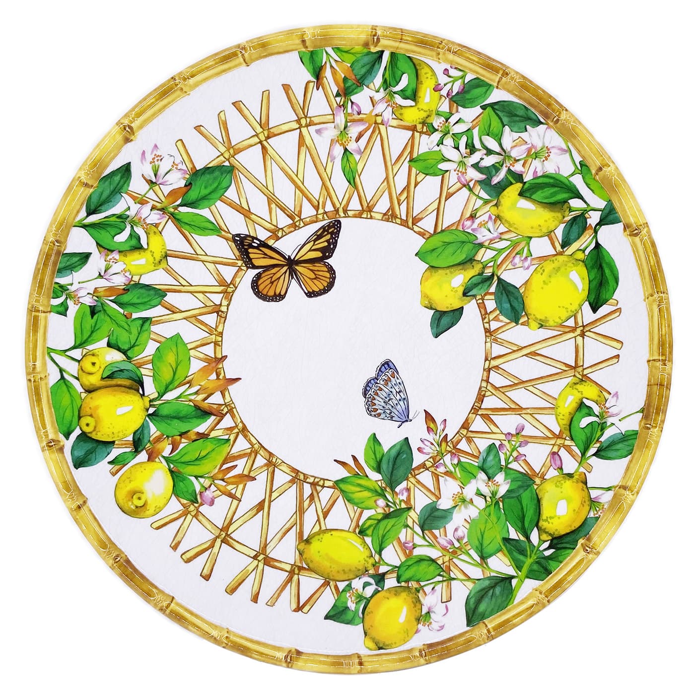 Ronde serveerschaal in melamine met citroenen - Ø 35,5 cm