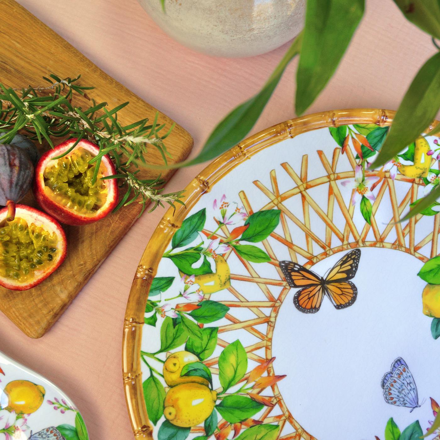 Ronde serveerschaal in melamine met citroenen - Ø 35,5 cm
