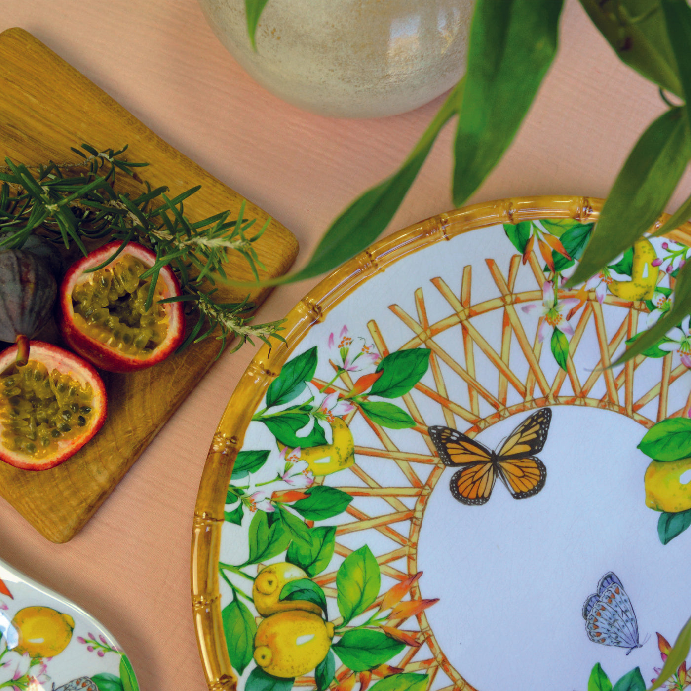 Ronde serveerschaal in melamine met citroenen - Ø 35,5 cm
