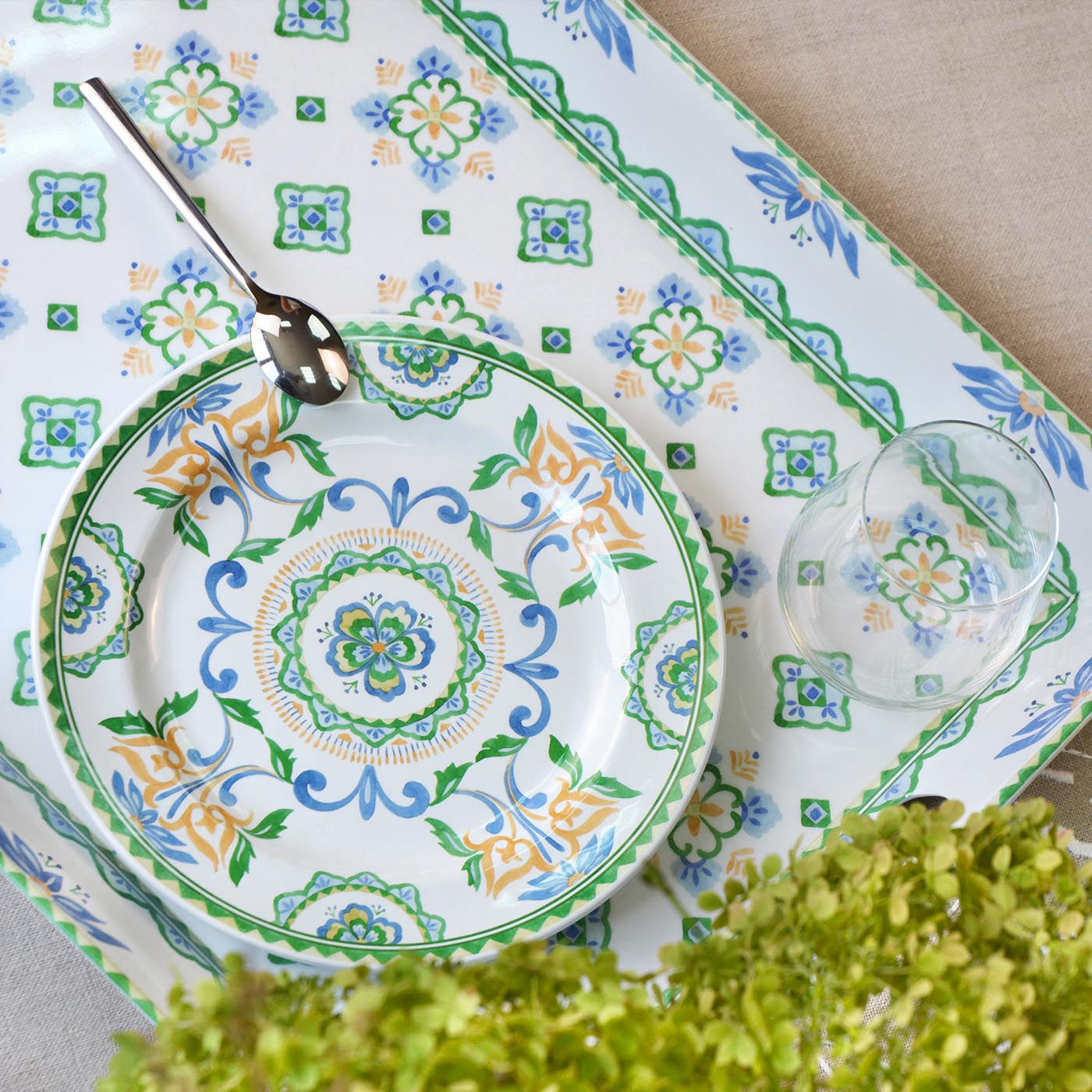 Groot dienblad van melamine met handvatten Evora - 50 x 36 x 5 cm