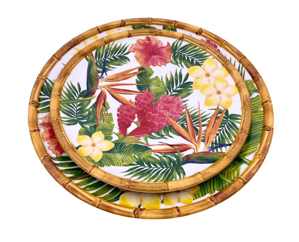 Groot eetbord in melamine met bloemen - Ø 28 cm