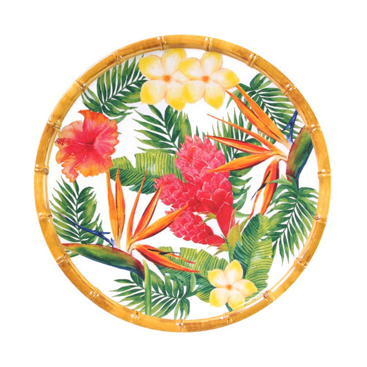 Dessertbord in melamine met bloemen - Ø 23 cm