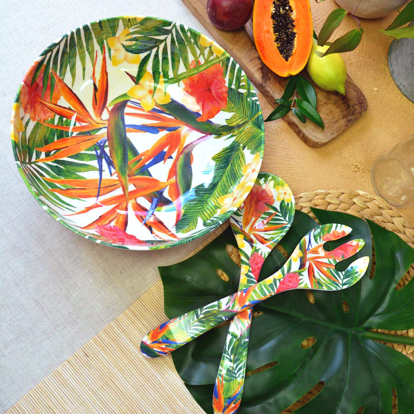 Grote melamine slakom met bloemen - Ø 31 cm