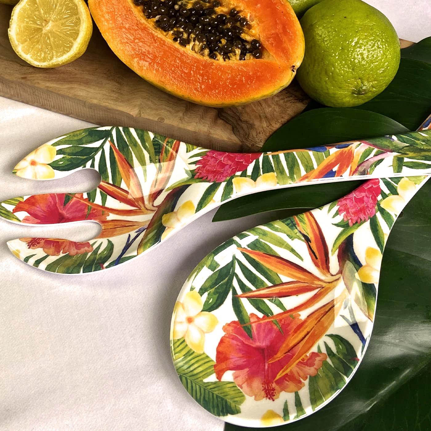 Slabestek in melamine met bloemen - 33 cm