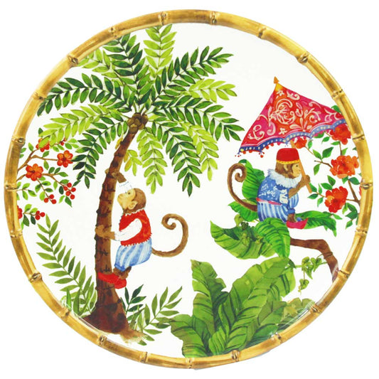 Les Jardins de la Comtesse - Groot dienblad van puur melamine, koraalrood/ groen – groot dienblad voor de presentatie van het tafelservies van Bali apen – MelARTmine serviescollectie – 45 x 32 cm Les Jardins de la Comtesse - Groot dienblad van puur melamine, koraalrood/ groen – groot dienblad voor de presentatie van het tafelservies van Bali apen – MelARTmine serviescollectie – 45 x 32 cm