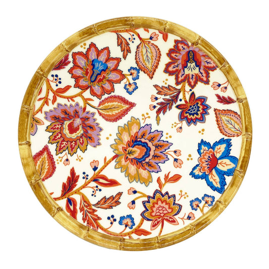 Klein melamine dessertbord met Indiase bloemen - Ø 23 cm