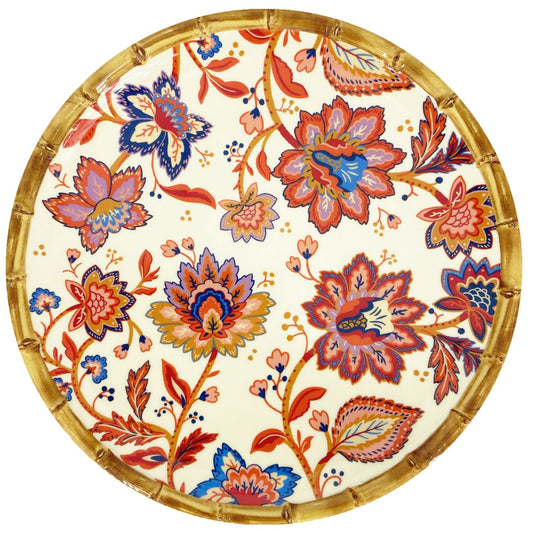 Groot melamine dinerbord met Indiase bloemen - Ø 28 cm