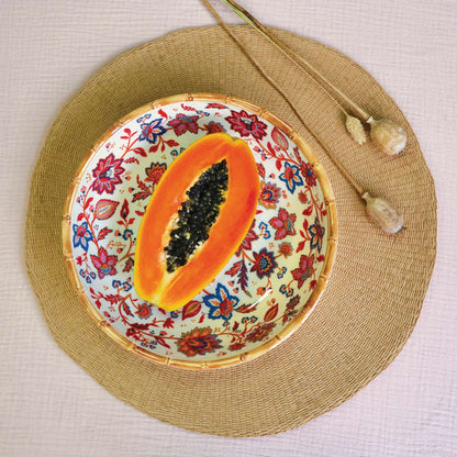 Groot melamine soepbord met Indiase bloemen - 23 cm
