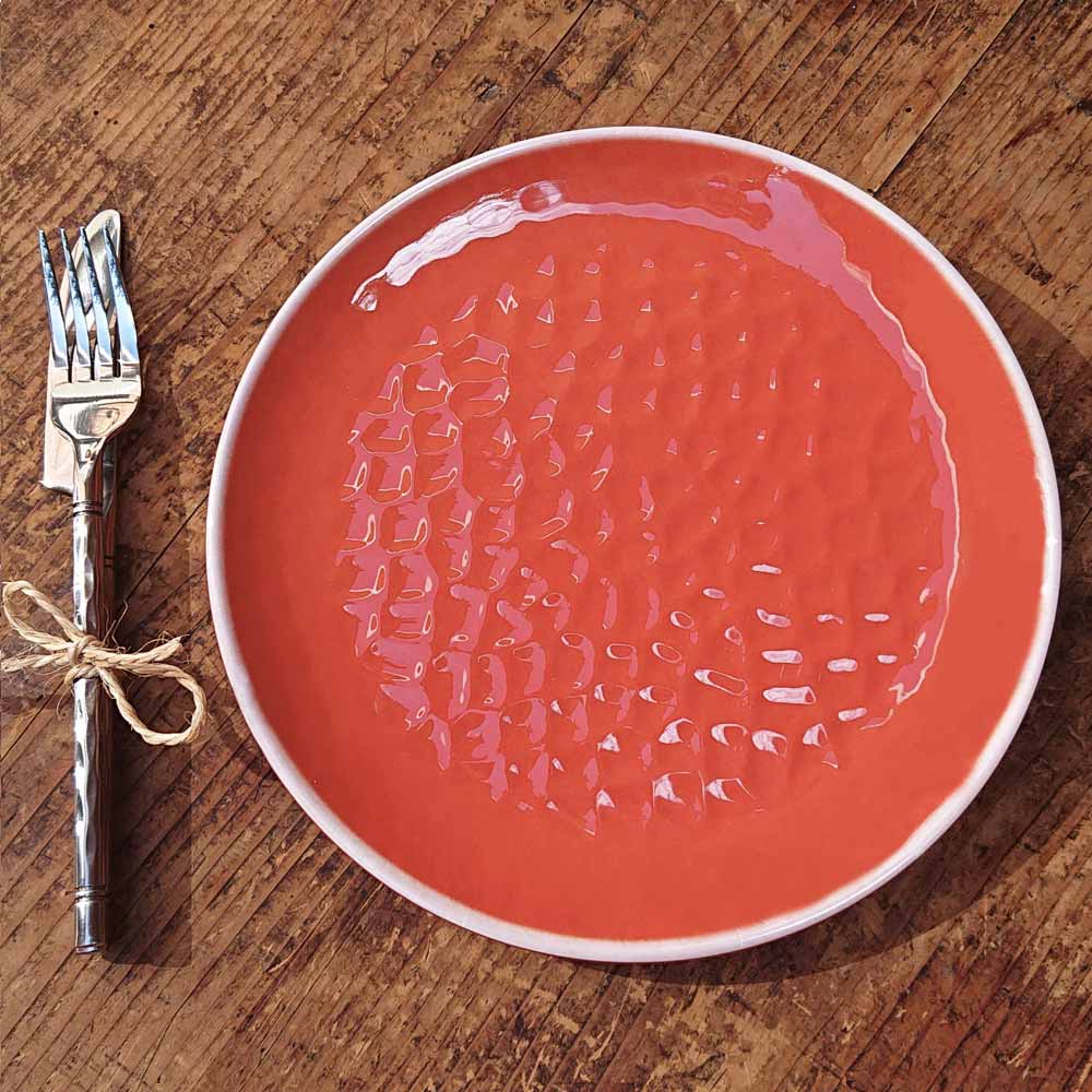 Plat bord van 23 cm van pure melamine - Rood. 2 stukken