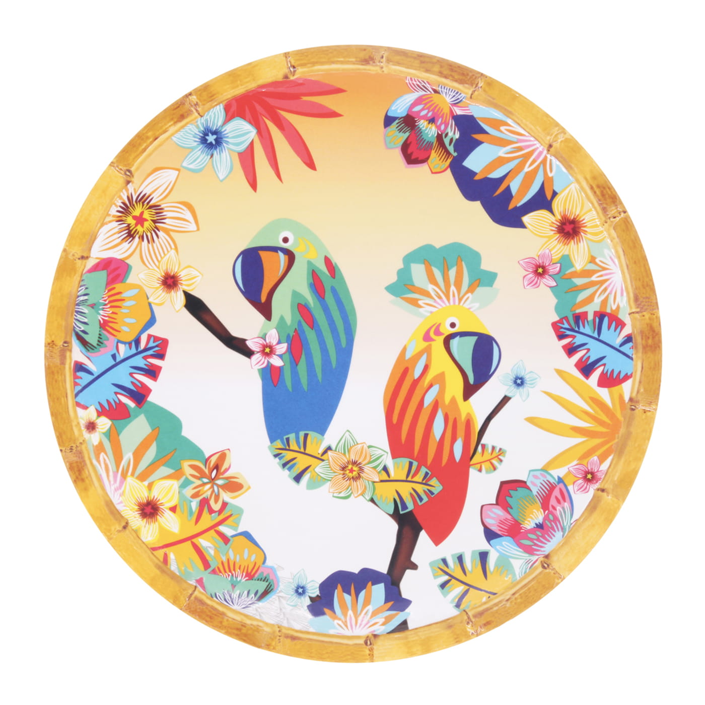 Dessertbord in melamine met papegaaien - Ø 23 cm
