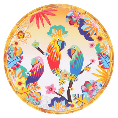 Groot eetbord in melamine met papegaaien - Ø 28 cm