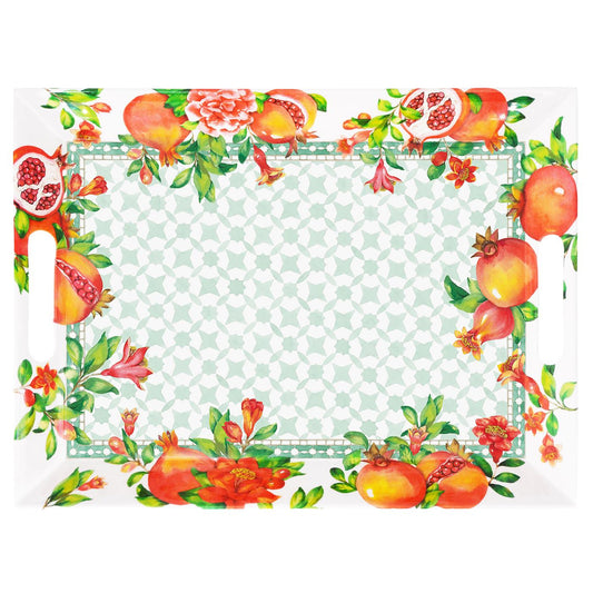 Groot dienblad van melamine met handvatten granaatappel - 50 x 36 x 5 cm