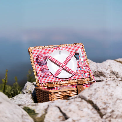 Picknickmand "Solo" rood geruite stof - 1 persoon