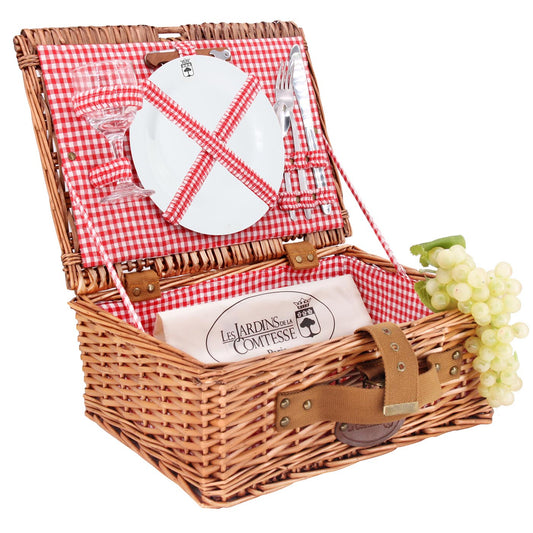 Picknickmand "Solo" rood geruite stof - 1 persoon