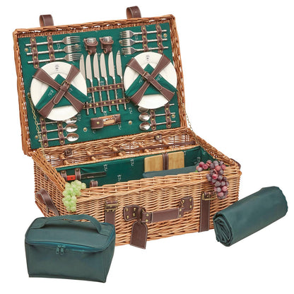 Prestige Picknickmand met leer Champs-Elysées groen - 6 personen