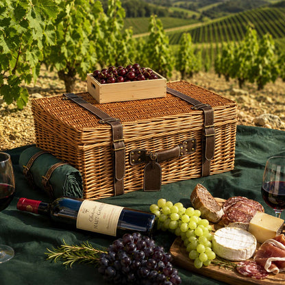 Prestige Picknickmand met leer Champs-Elysées groen - 4 personen