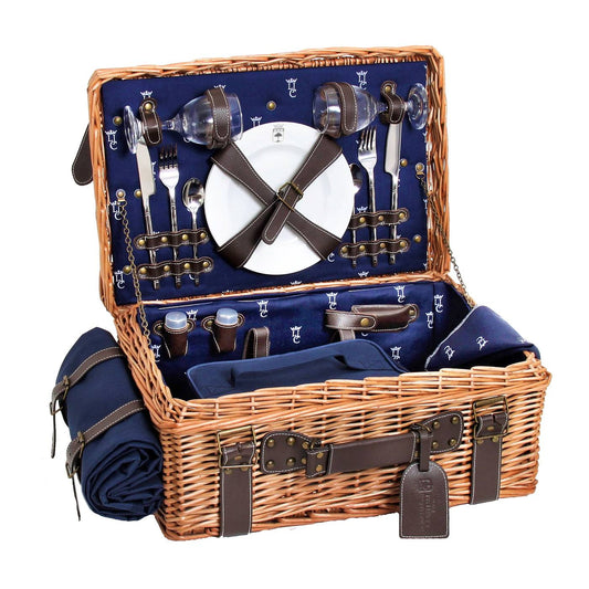 Prestige Picknickmand met leer Champs-Elysées blauw - 2 personen