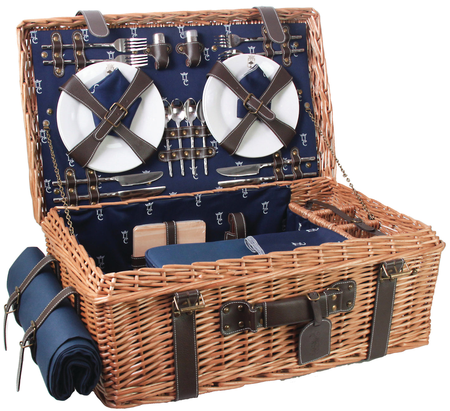 Prestige Picknickmand met leer Champs-Elysées blauw - 4 personen