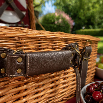 Prestige Picknickmand met leer Champs-Elysées bordeauxrood 4 personen