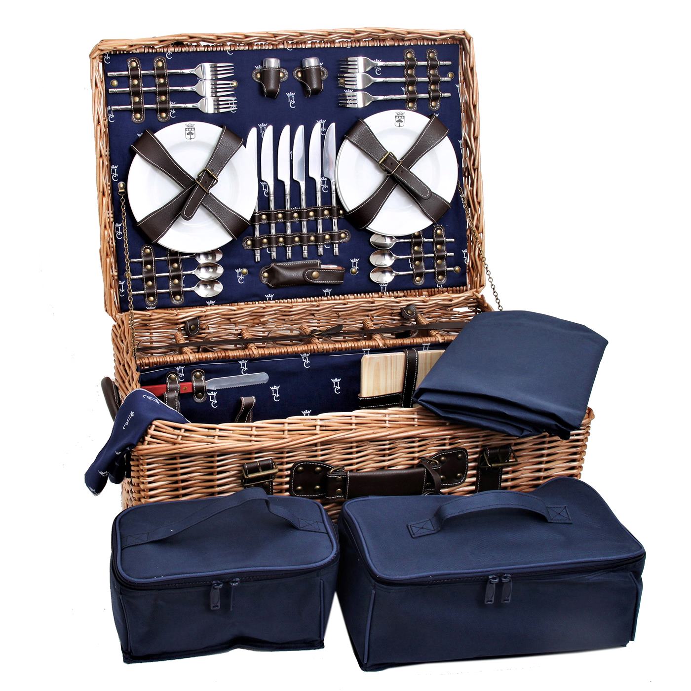 Prestige Picknickmand met leer Champs-Elysées blauw - 6 personen