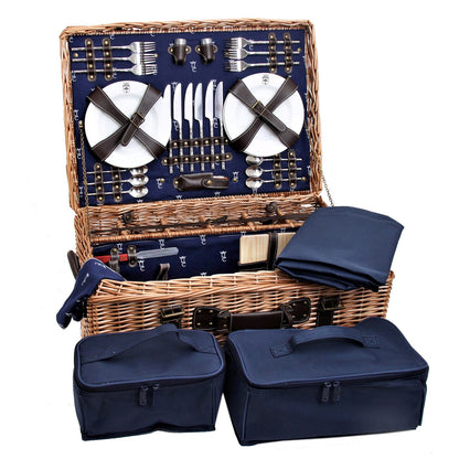 Prestige Picknickmand met leer Champs-Elysées blauw - 6 personen