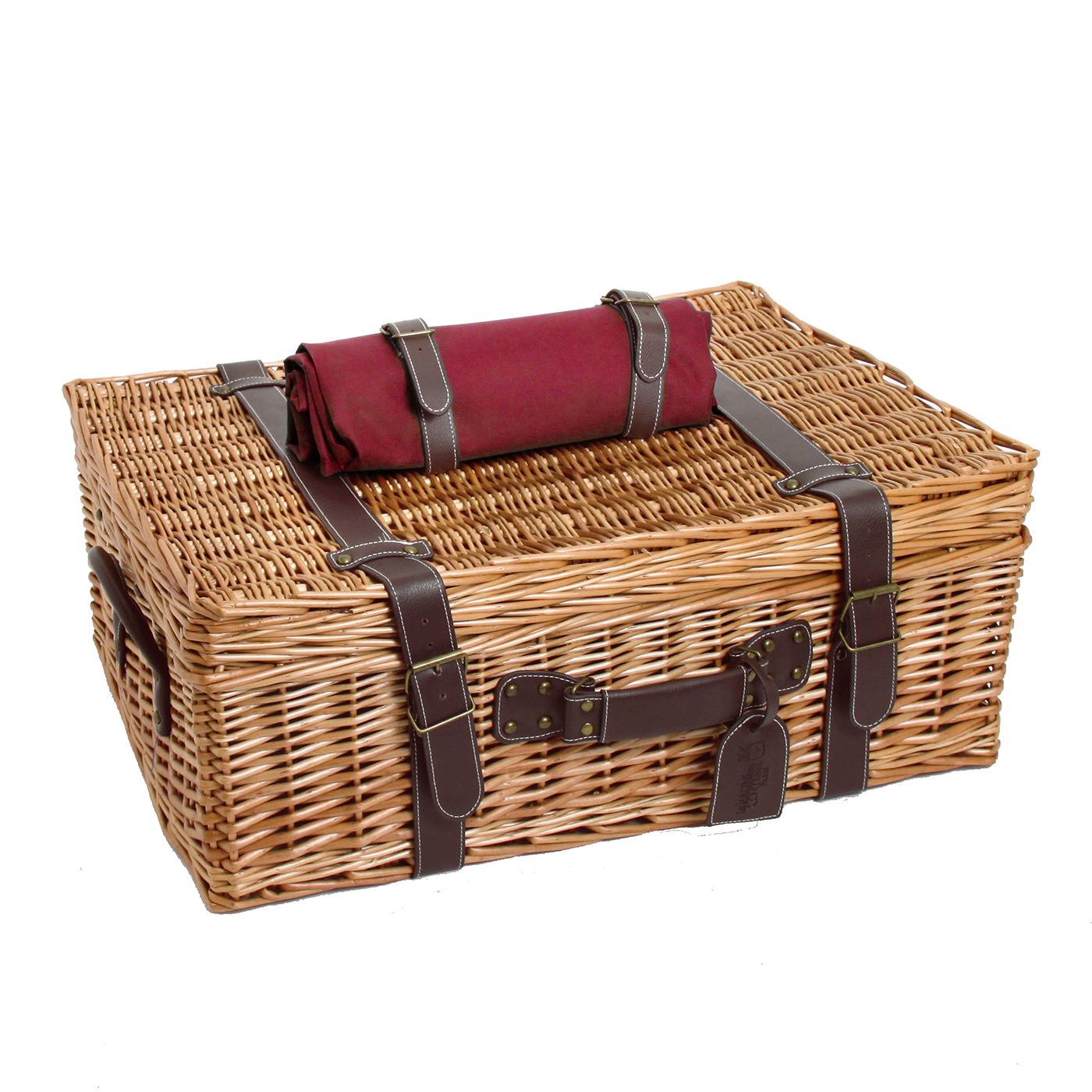 Prestige Picknickmand met leer Champs-Elysées bordeauxrood 6 personen
