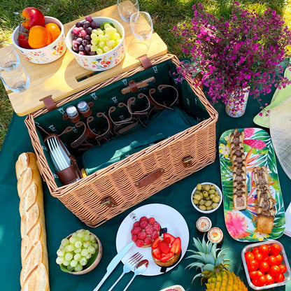 Picknickmand Saint-honoré groen met tafel - 4 personnes