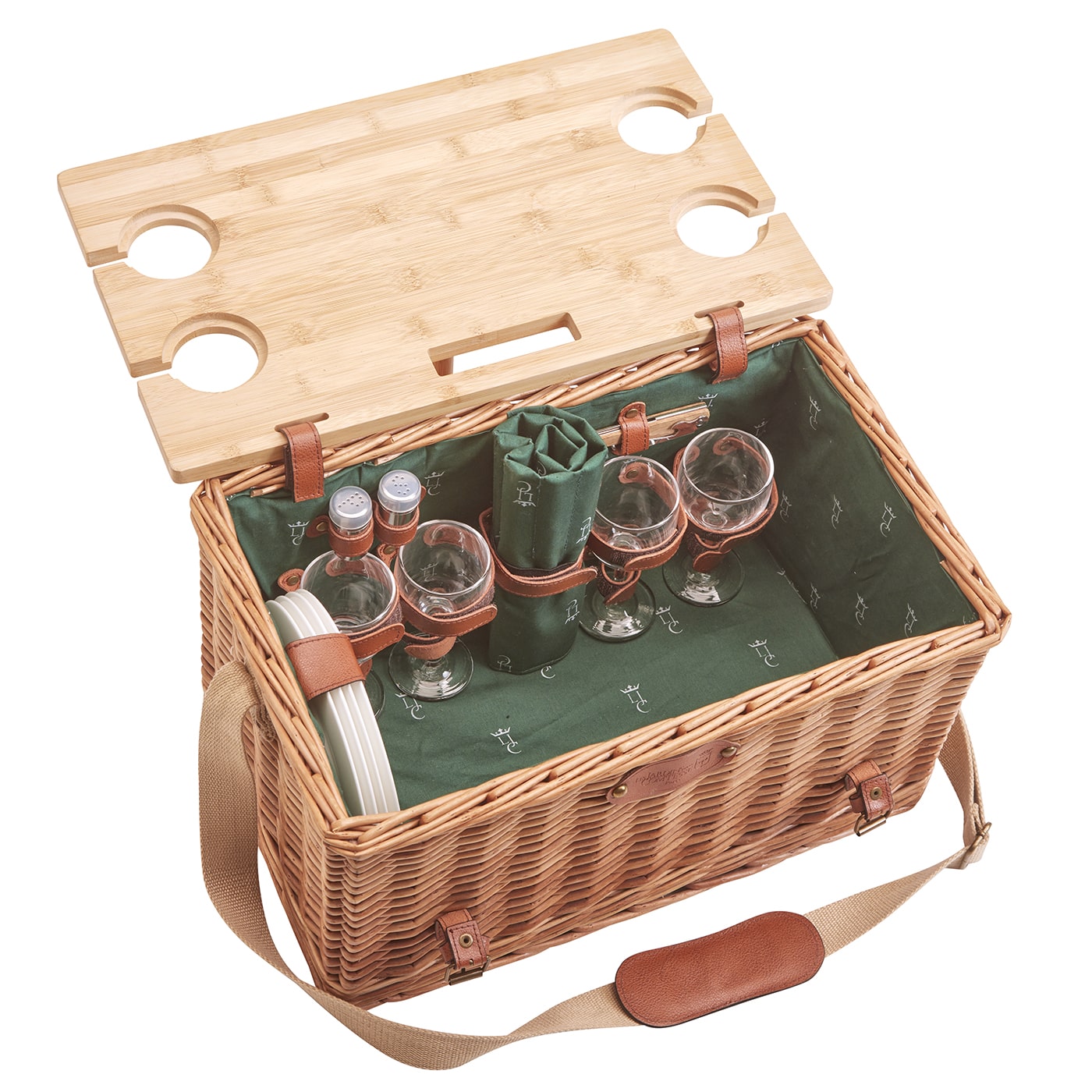 Picknickmand Saint-honoré groen met tafel - 4 personnes