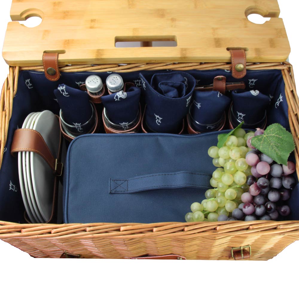 Picknickmand Saint-honoré blauw met tafel - 4 personnes