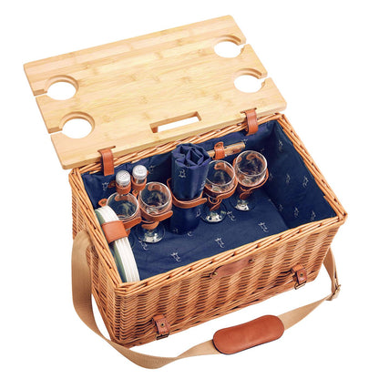 Picknickmand Saint-honoré blauw met tafel - 4 personnes