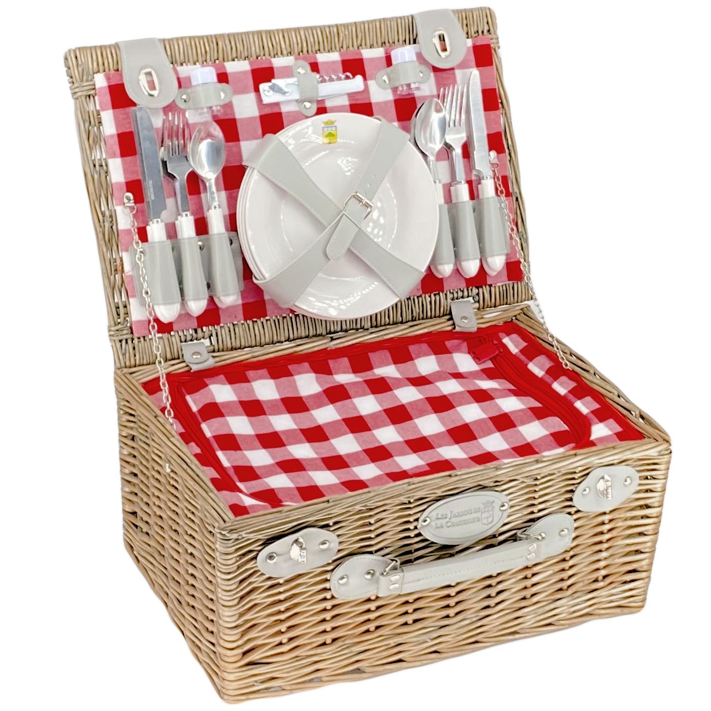 Picknickmand Marly rood geruite stof - 4 personen