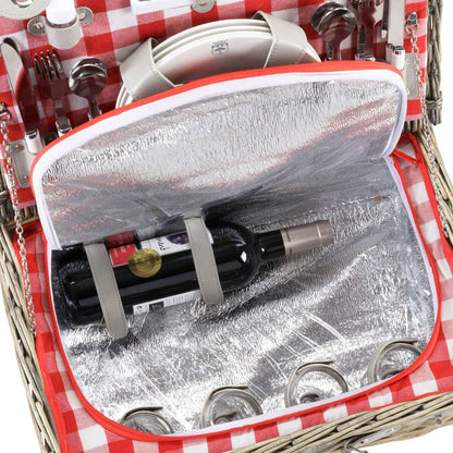 Picknickmand Marly rood geruite stof - 4 personen