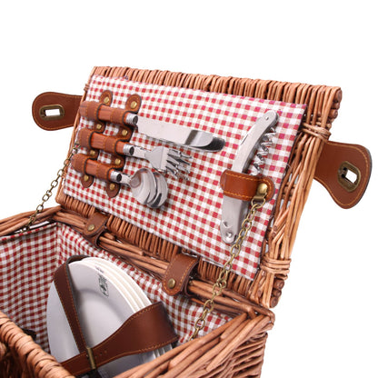 Picknickmand Saint-Germain rood geruite stof - 4 personen