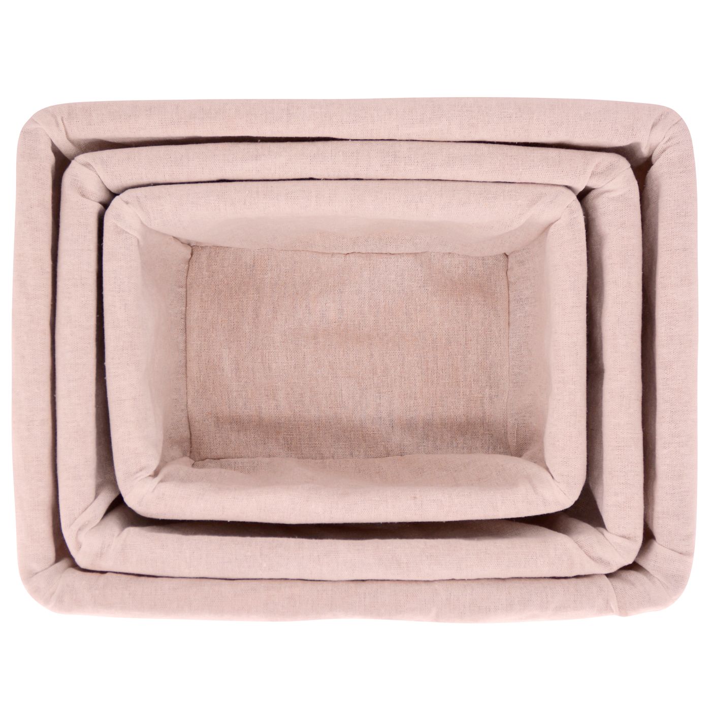 Set van 3 rieten opbergmanden - Beige stof