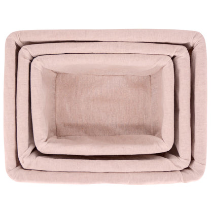Set van 3 rieten opbergmanden - Beige stof