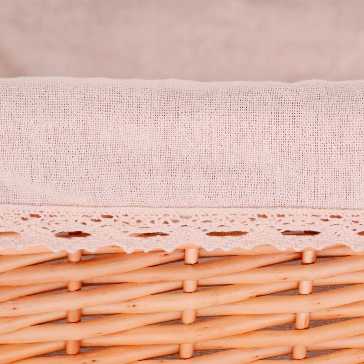 Set van 3 rieten opbergmanden - Beige stof