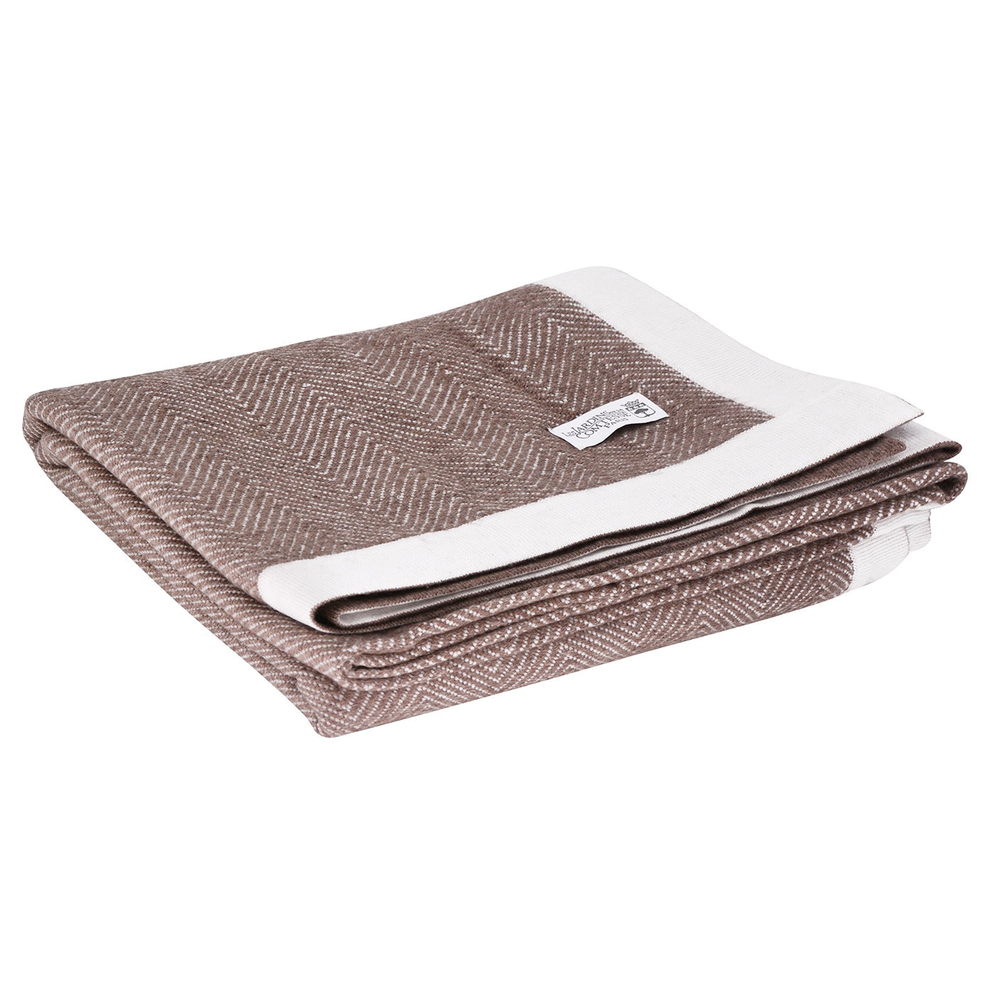 Wollen deken in bruin en ivoor - Grote visgraat - 130 x 200 cm