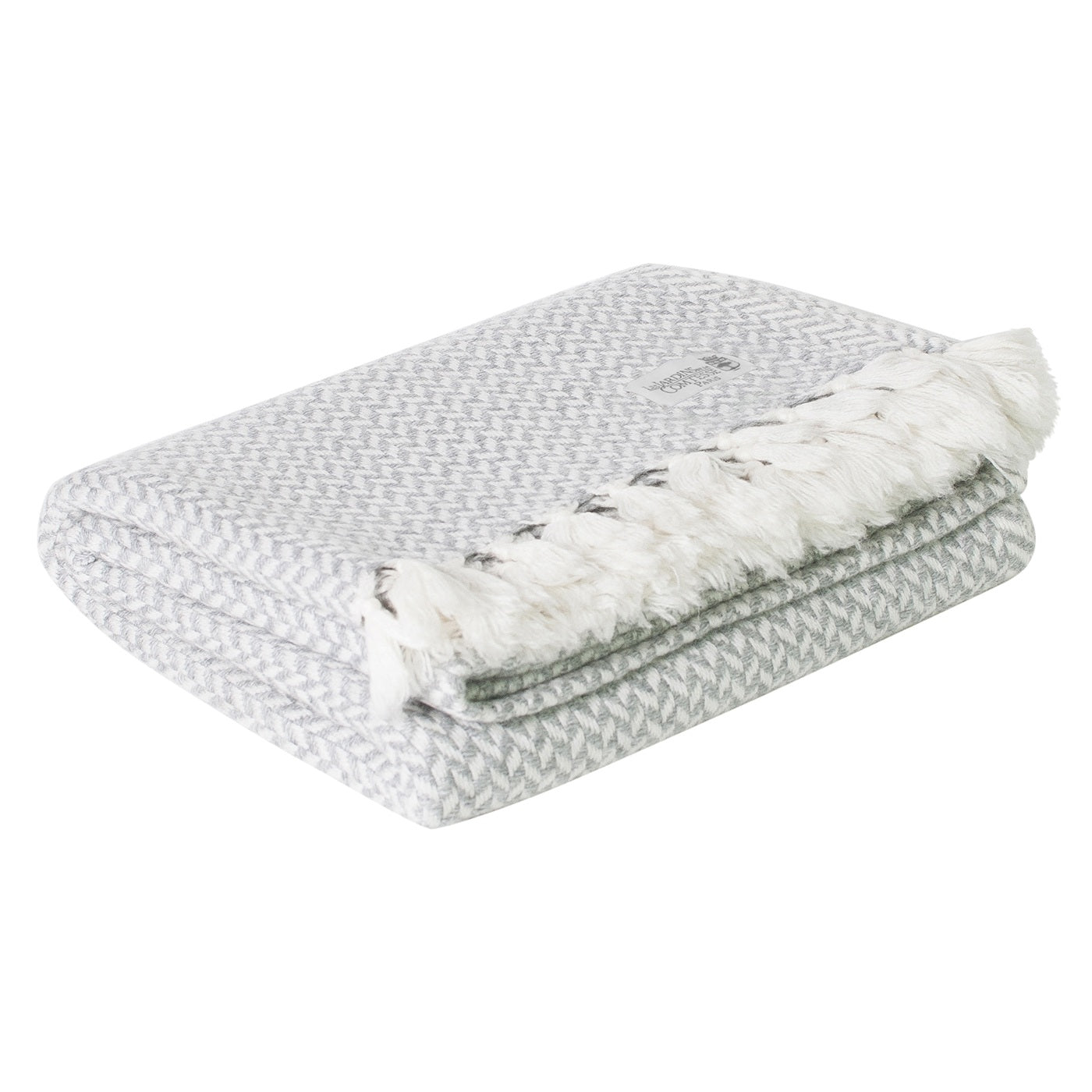 Comfortplaid kasjmier en wol in zigzag: grijs/ivoor - 130 x 230 cm
