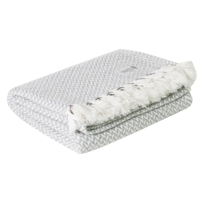 Comfortplaid kasjmier en wol in zigzag: grijs/ivoor - 130 x 230 cm