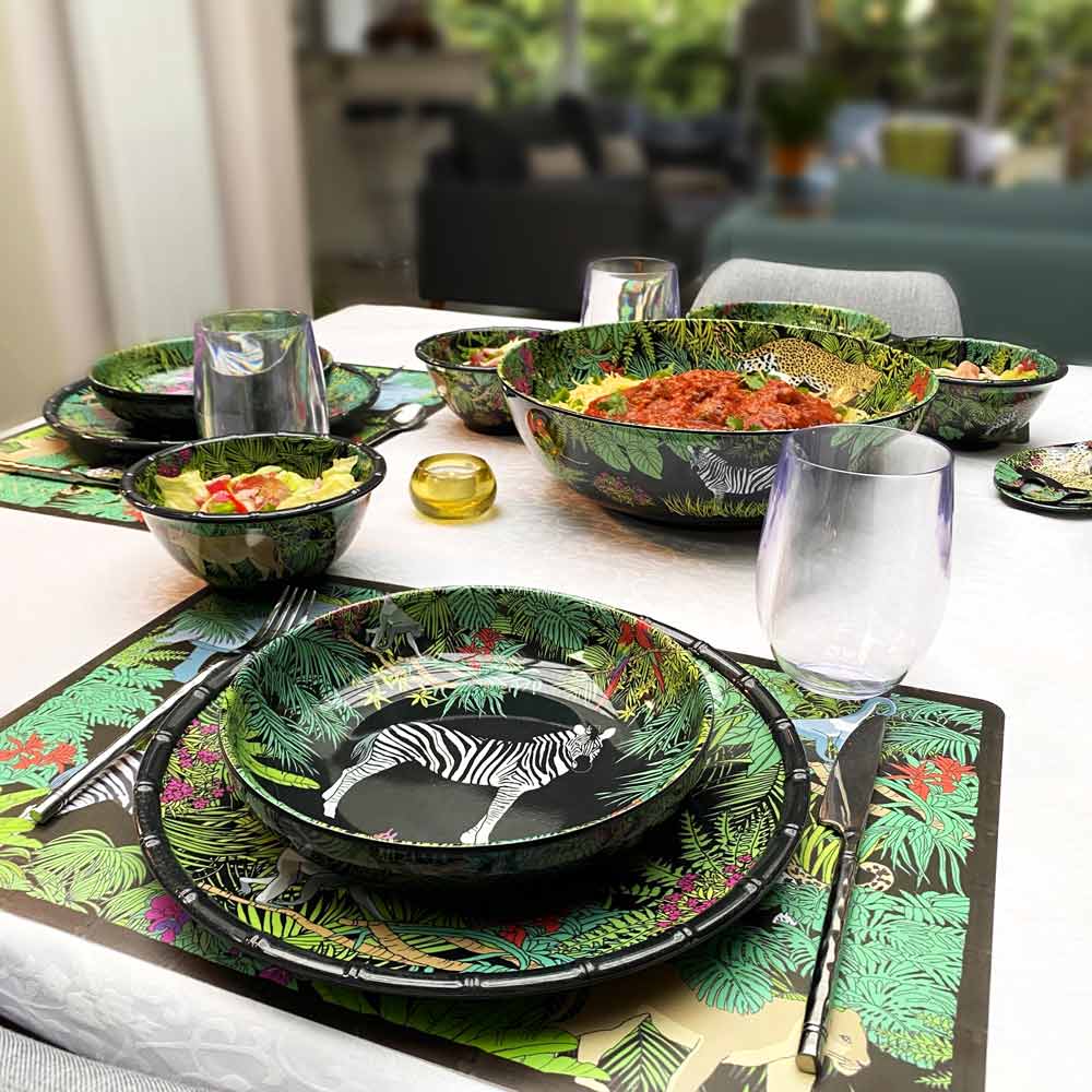 Placemat (45 x 30 cm) in polipropyleen met animauw van de jungle - Set van 6