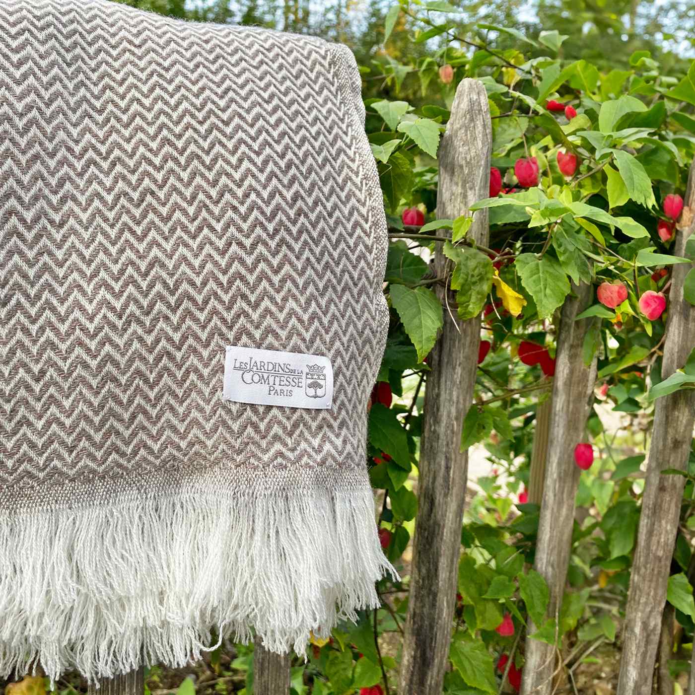 Sjaal van kasjmier en wol Heren & Dames 70 x 210 cm - Bruin kleine dakspanten