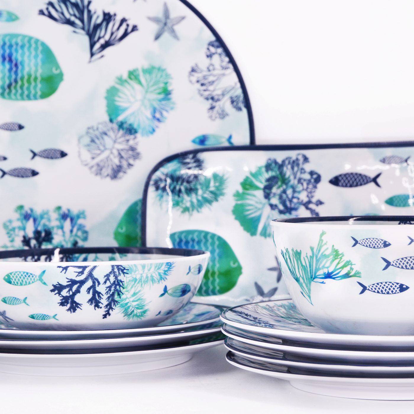 Soepbord van melamine met vis - Ø 19 cm