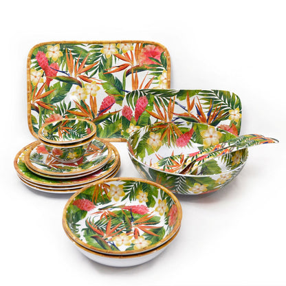 Lange rechthoekige taartschaal in melamine met bloemen - 37,5 cm