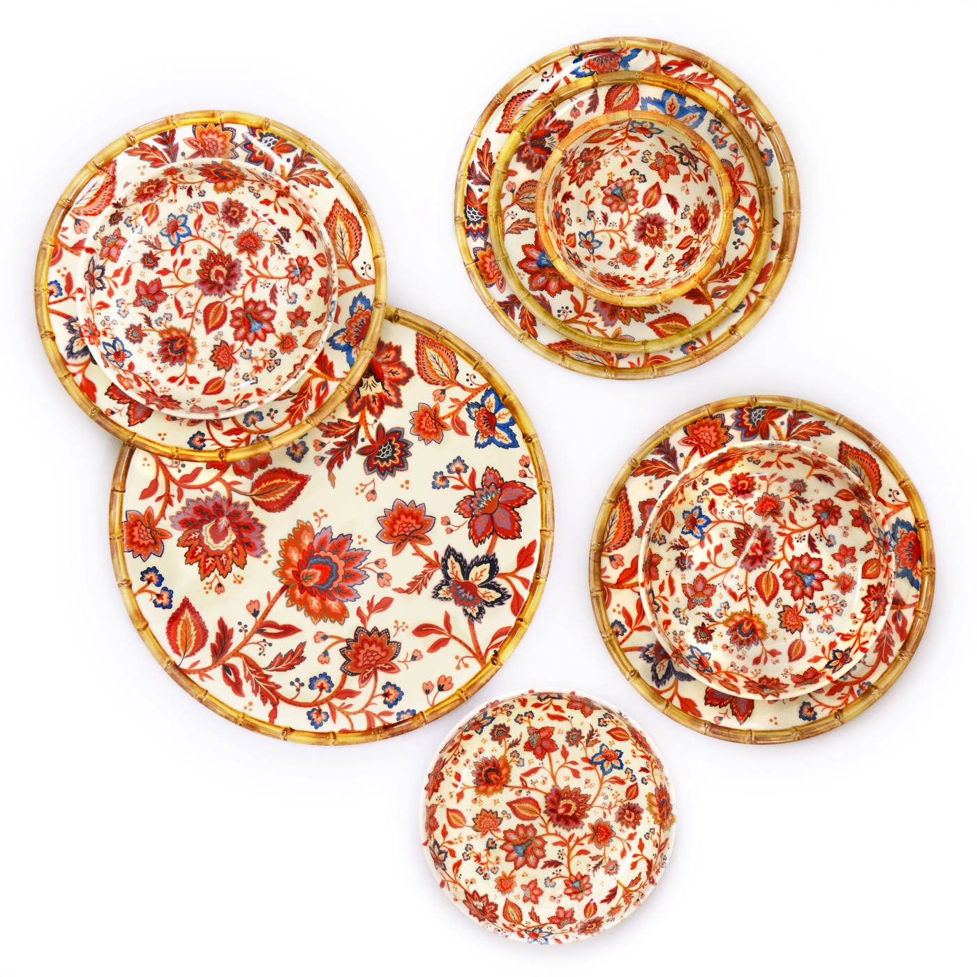 Klein melamine dessertbord met Indiase bloemen - Ø 23 cm