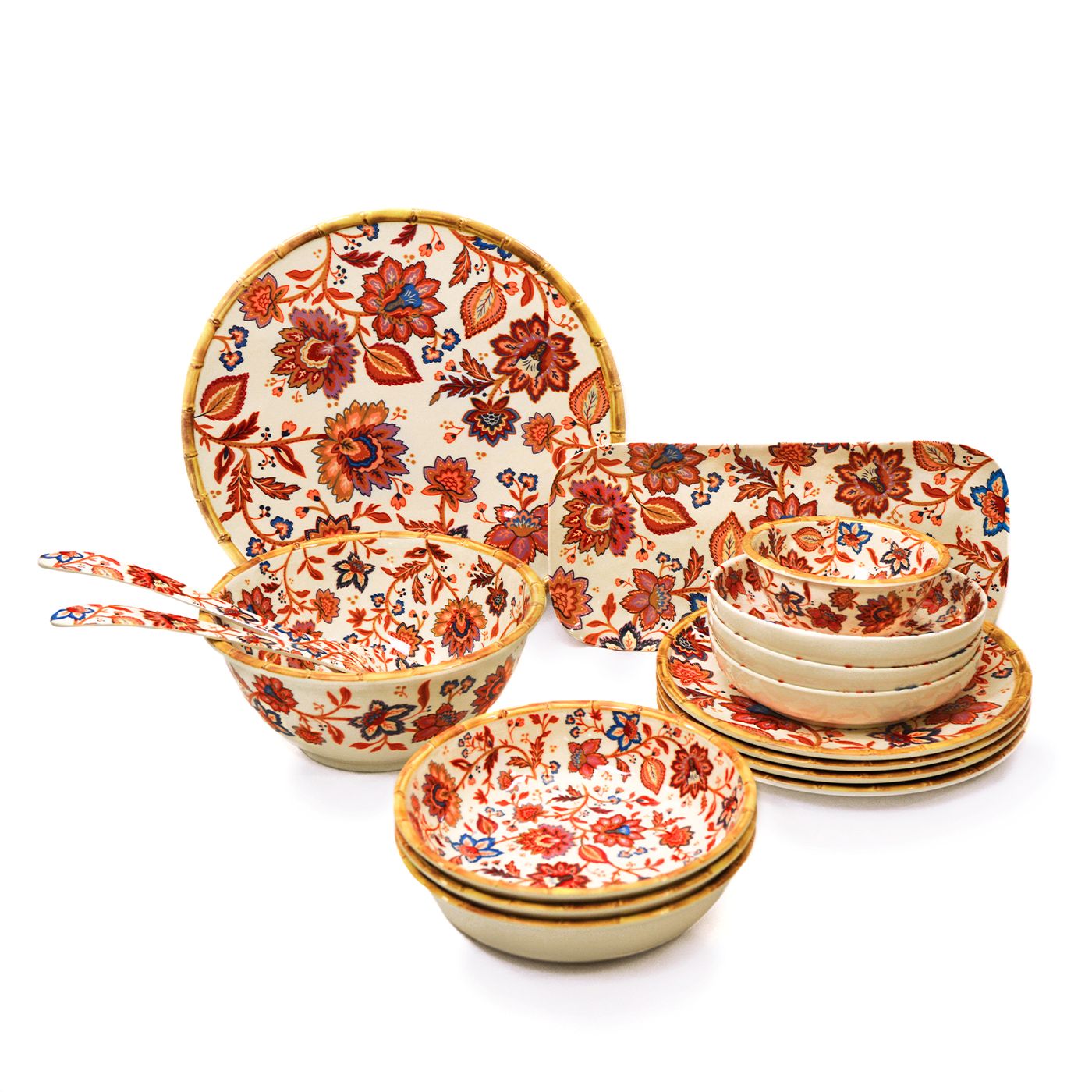 Klein melamine dessertbord met Indiase bloemen - Ø 23 cm