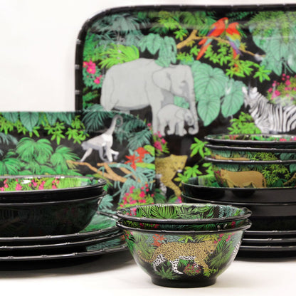 Groot dienblad met handgrepen in zwart melamine - 50 x 36 x 5 cm