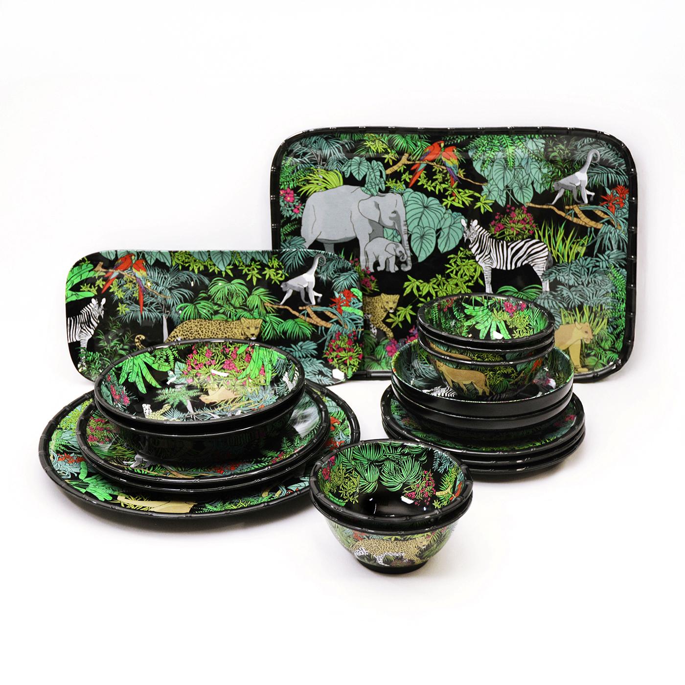 Groot dienblad met handgrepen in zwart melamine - 50 x 36 x 5 cm
