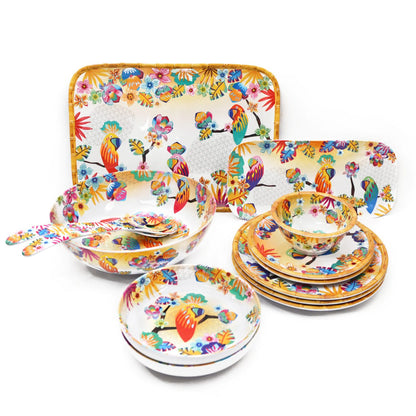 Ronde serveerschaal in melamine met papegaaien - Ø 35,5 cm