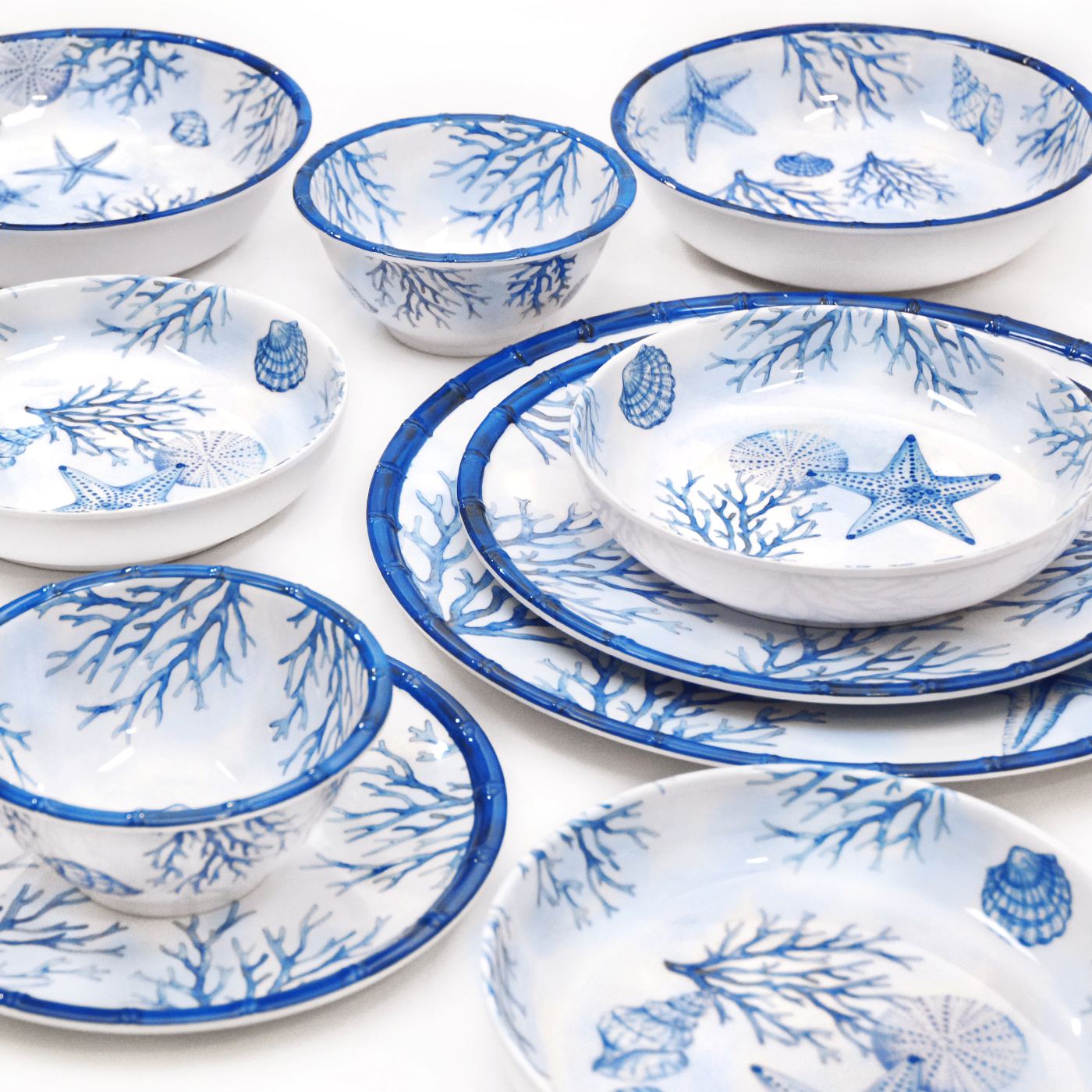 Groot melamine dienblad met koraalkleurige handgrepen - 50 x 36 x 5 cm