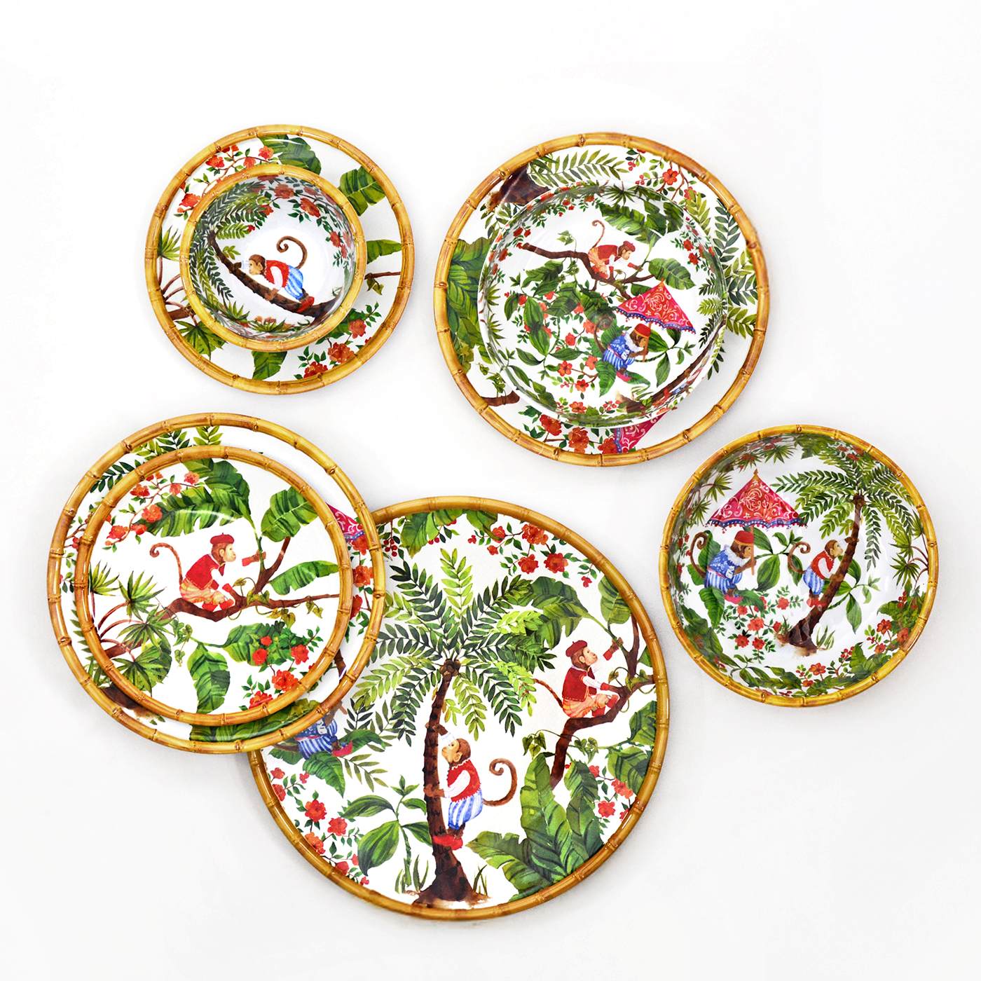 Groot soepbord melamine met aapjes - Ø 23 cm
